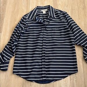 Fun & Flirt Navy and White Striped Women's Shirt